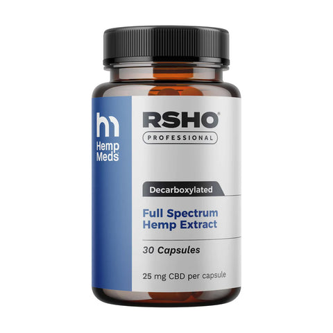 Real Scientific Hemp Oil™ (RSHO) CAPSULES- 25mg CBD (Green, Blue, and Gold Label)